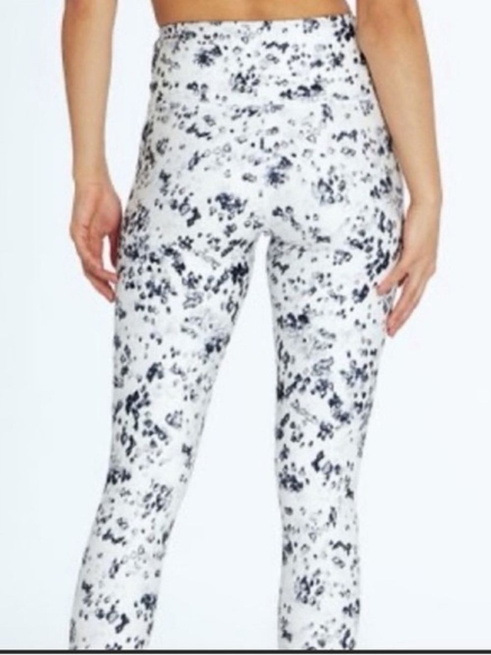 Balance Collection White Leggings with Teal Abstract Spots size small